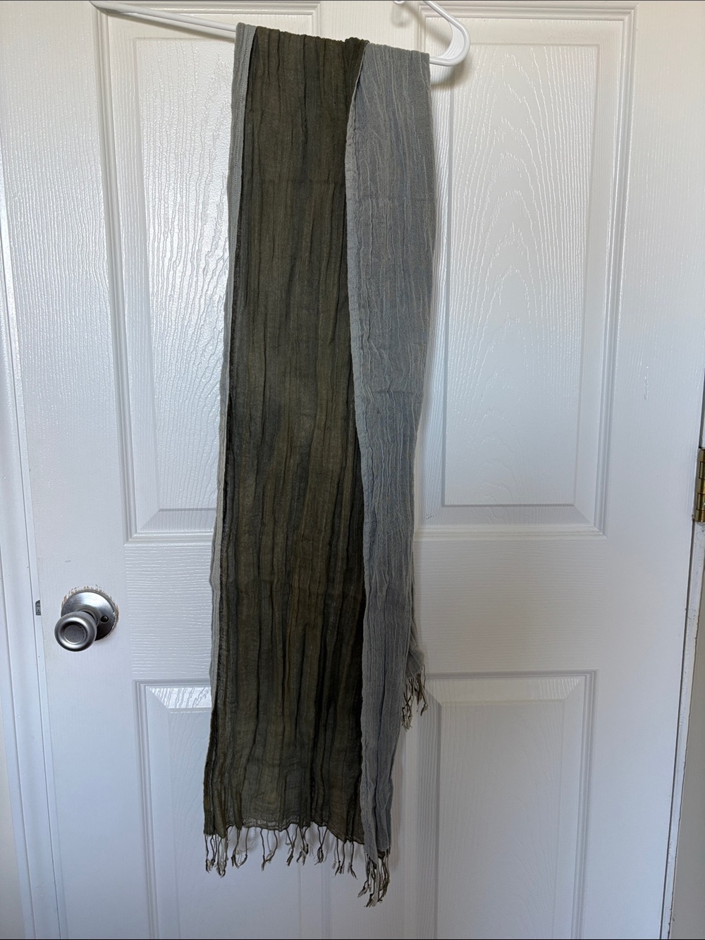 Olive light grey cotton scarf